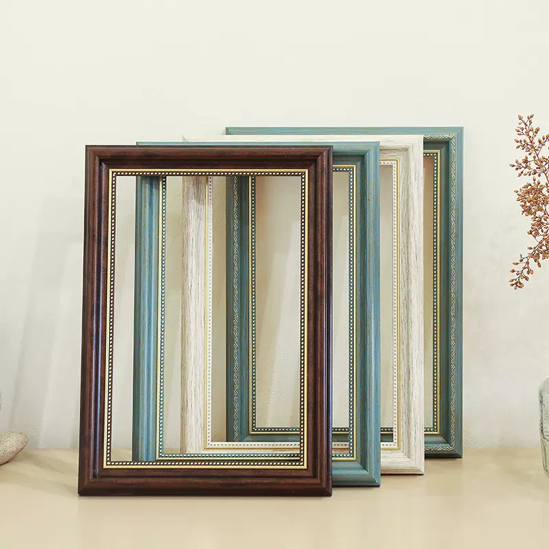 厂家批发北欧复古油画框裱框外框拼图油画画框装裱空框海报相框架