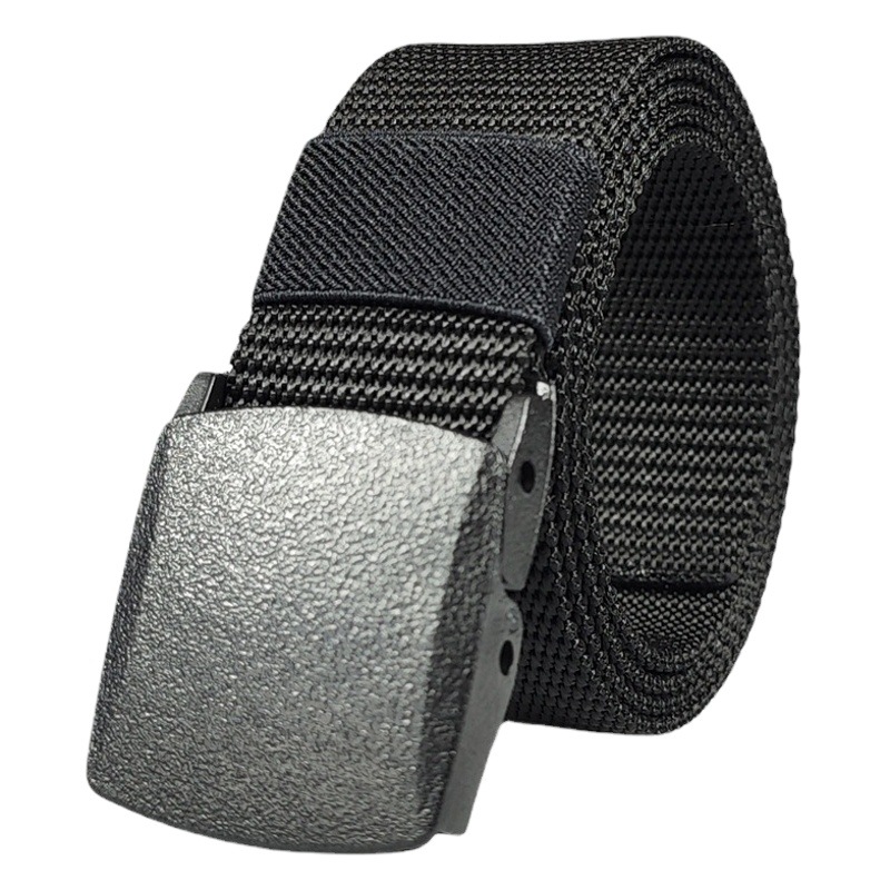 En stock suministro de los hombres sin metal táctico al aire libre cinturón de nylon estudiante deportes militar entrenamiento presión hebilla PP cinturón de lona