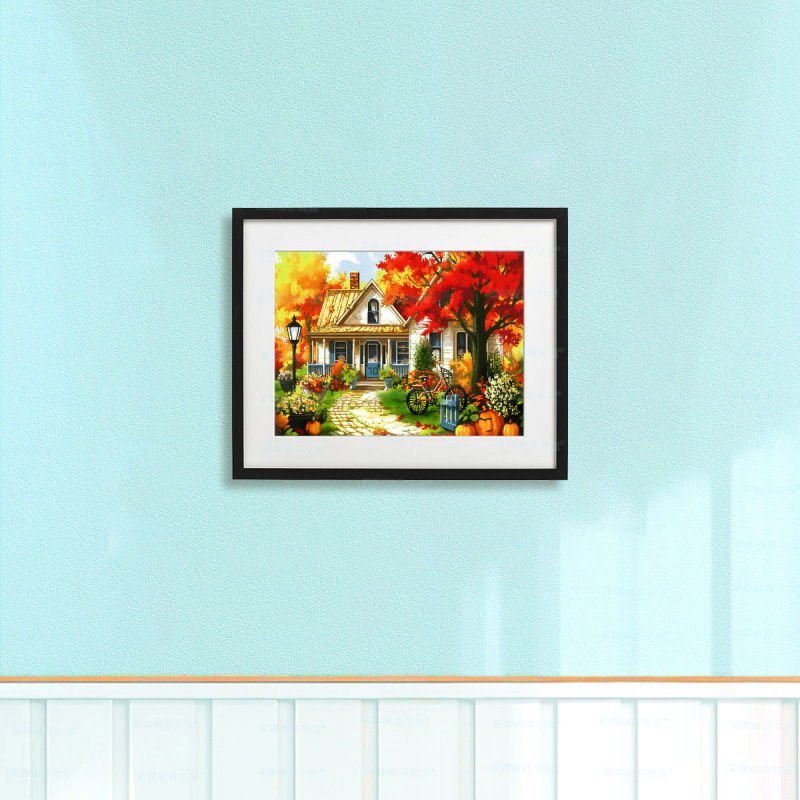 Mona Lisa cruz real de la cabina de la selva moderna minimalista pequeñas piezas frescas paisajes colgando pinturas de la sala de estar bordado a mano image 4