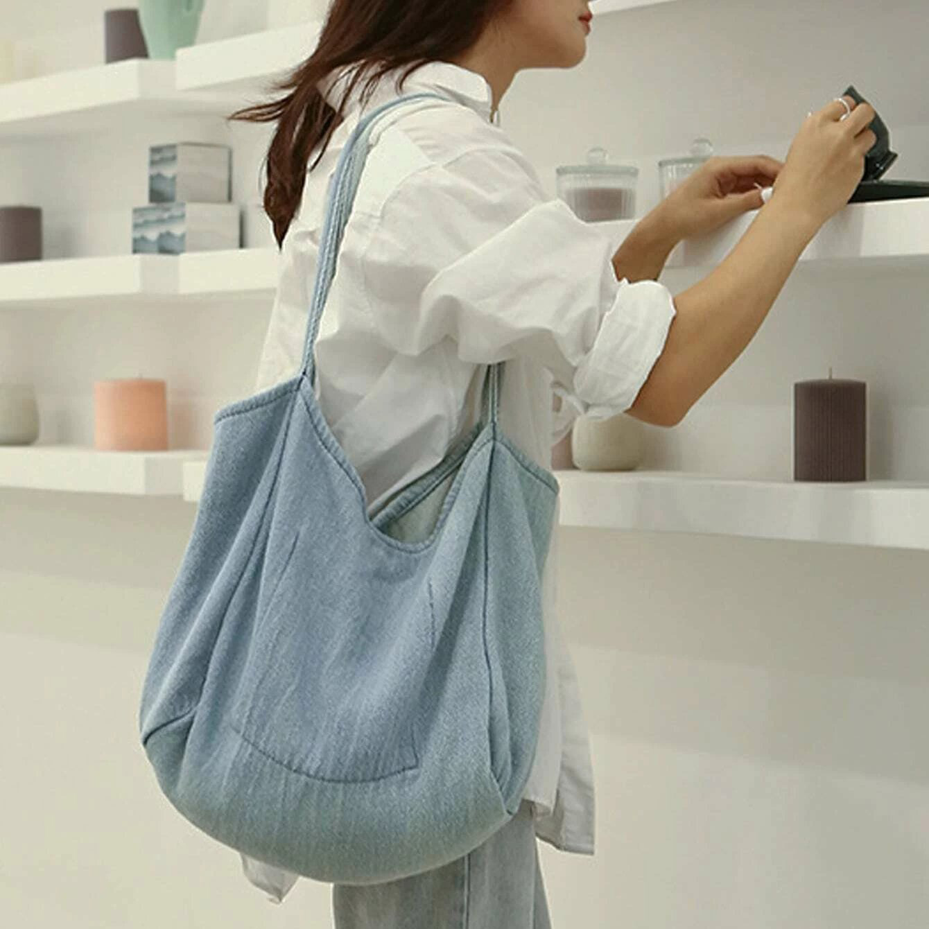 Japanese solid color linen bag