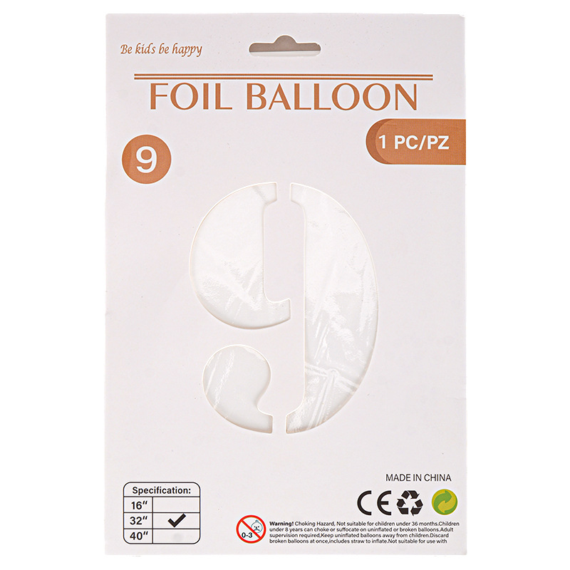 32 pulgadas Tarjeta de papel digital OPP globo de embalaje independiente fiesta de cumpleaños ambiente decorativo globo