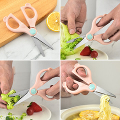 Baby Food Scissors for Wholesale, Household Stainless Steel Children's Food Scissors in Penguin and Cat Styles, Kitchen Tool