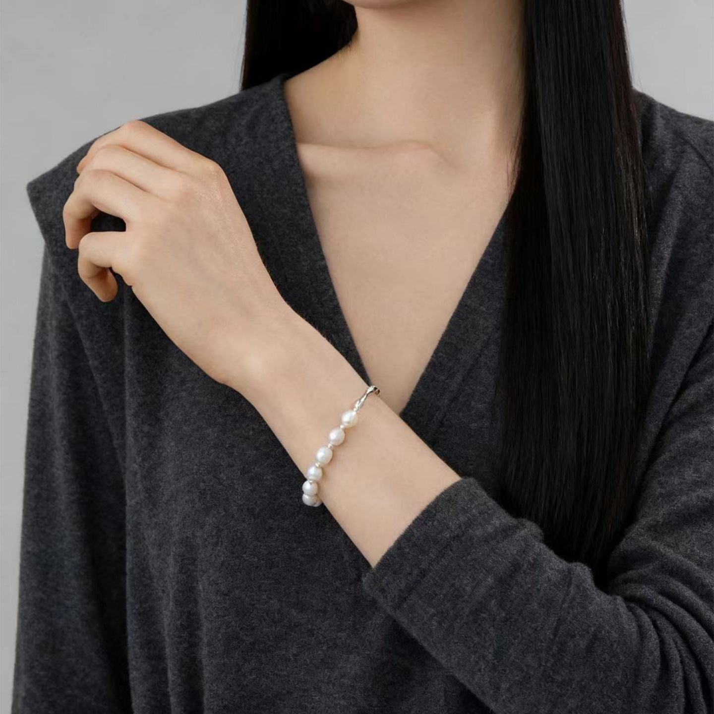 Natural Freshwater Pearl Half Bracelet Niche Light Luxury High-End Simple Forest Style Minimalist Bracelet Versatile