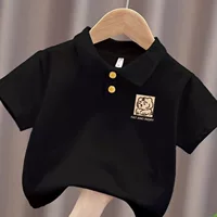 Мальчик Летняя тонкая рубашка с короткими рукавами POLO детская иностранная футболка Новый китайский стиль с отворотом для мальчиков Летняя одежда