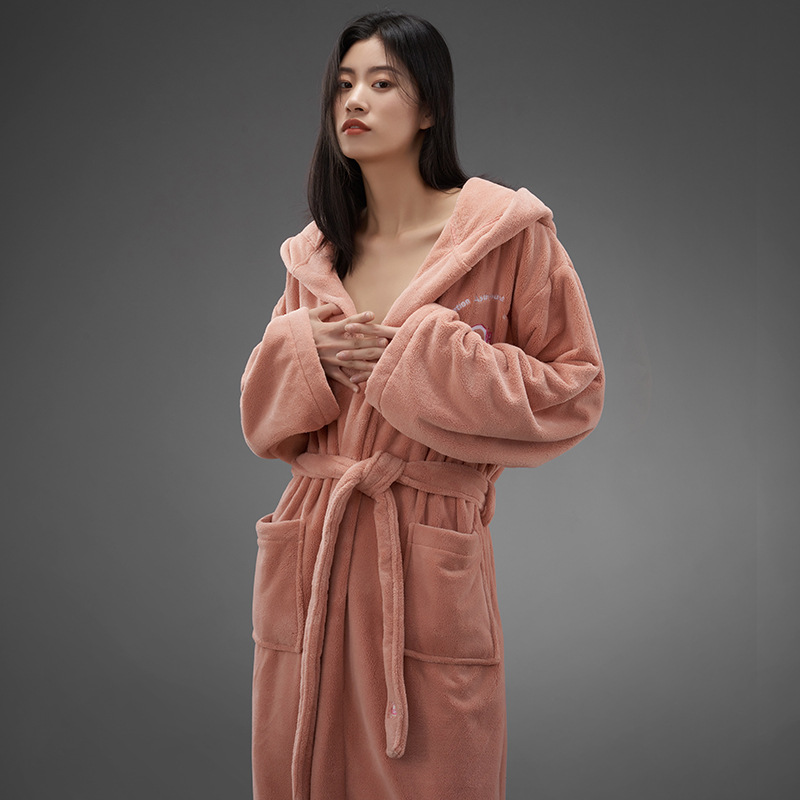 (2개) 산호 양털 후드 목욕 가운 도매 부드럽고 편안한 잠옷 홈 옷 목욕 타월 호텔 홈 목욕 타월 호텔 홈 목욕 타월 세대 헤어