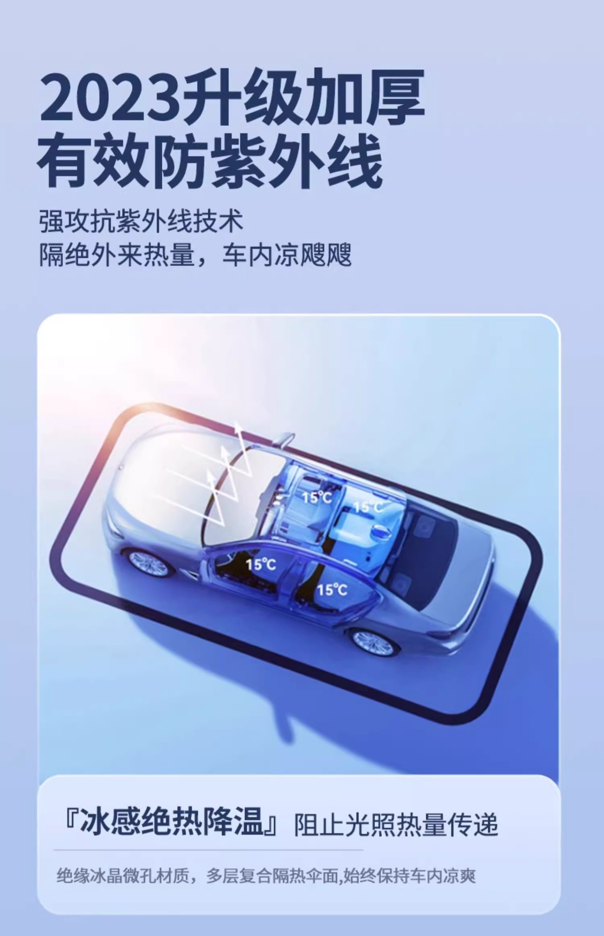Car sun visor silver-coated sun visor double ring titanium silver front visor summer sun protection and heat insulation sun visor folding sun visor