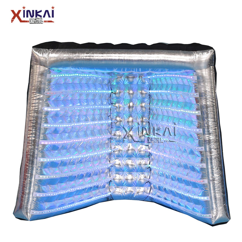 新款黑银高端婚礼广告宣传帐篷拍照展台流光灯充气照相亭