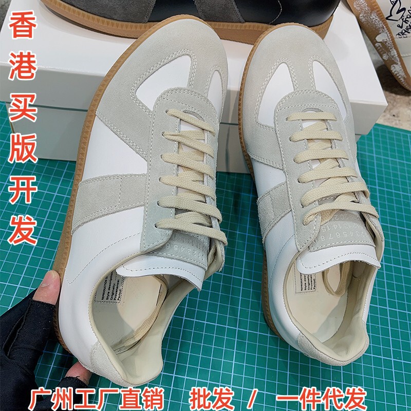 M Gila Mm6 Moral Training Shoes for Women 2025 New First-Layer Cowhide Raw Rubber Outsole Comfortable Casual Sneakers for Men and Women