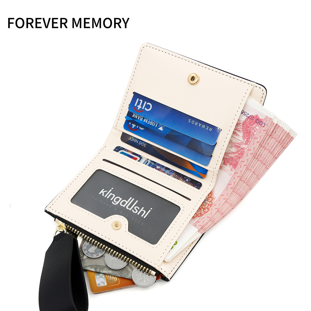 Nueva billetera corta de mujer fresca y simple doble cremallera bolso de cambio multi-tarjeta bolso multifuncional