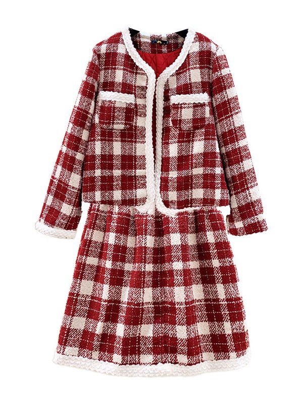 130-320 plus size women's plaid coat skirt suit winter New style slightly fat girl quilted holiday New Year wear 130-320 plus size women's plaid coat skirt suit winter New style slightly fat girl quilted holiday New Year wear