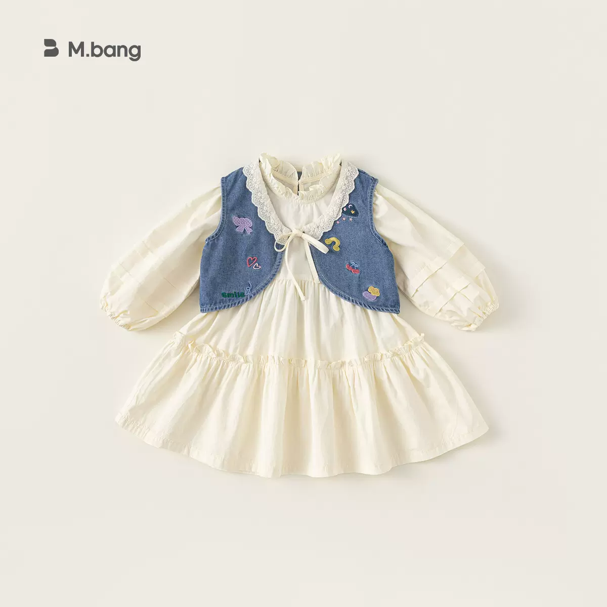 宥宝童装女童衣服韩版牛仔马甲两件套秋款女孩子连衣裙儿童套装