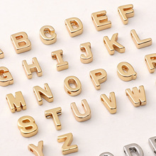 铜镀真金迷你英文字母散珠子串珠手工diy手机链项链耳环饰品配件