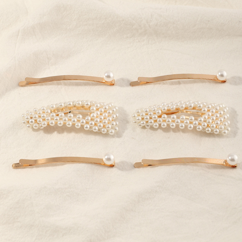 Simple New Geometric Pearls Hair Clip Set display picture 1