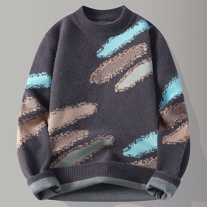 Cc Home--5584--P35--2025 Autumn New Fashion Trendy Round Neck Sweater Men-Group File Wave 29