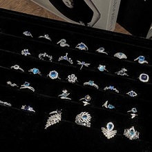 「帕拉伊巴」湖蓝色系列戒指女气质高级感锆石微镶复古轻奢指环潮