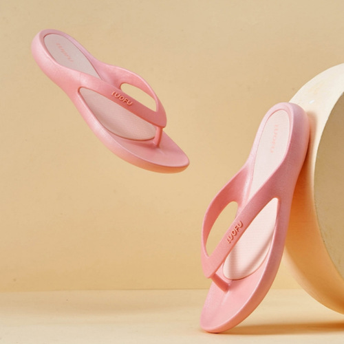 Luofu  new summer high-end women's non-slip flip-flops low-heeled beach and beach outing sports flip-flops