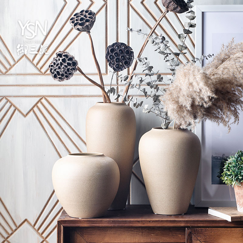 素色禪意台面花瓶辦公室酒店書房茶樓擺裝飾擺件陶瓷沙迦瓶