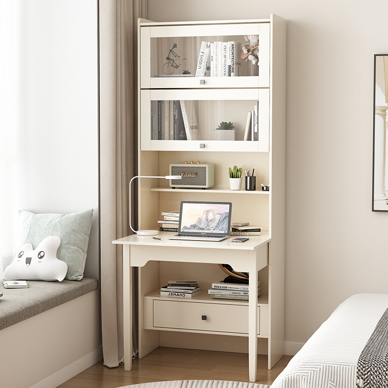 Folding Desk Bookshelf Integrated Bedroom Dresser Solid Wood Desk Student Home Modern Simple Computer Desk Bookcase