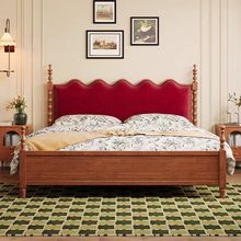 政彩家具批发中古风实木床1.8米双人床主卧1.5米软靠床小户型婚床