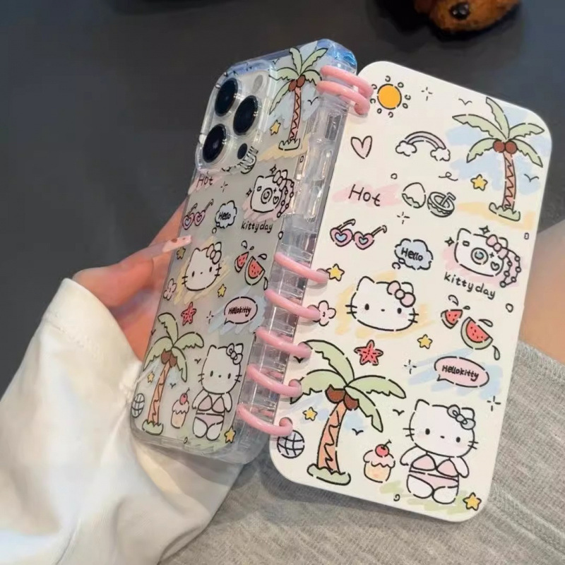 Graffiti Kt Cat Xiaoxin Suitable for Apple 16 Mobile Phone Case Iphone15Promax Flip Notebook 14 Book 13