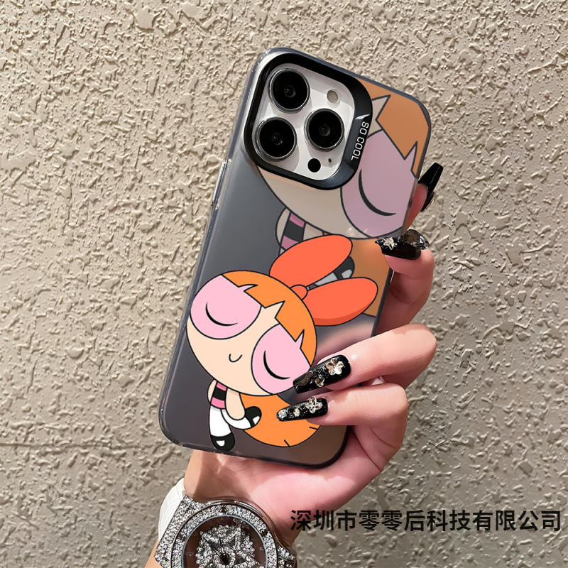New Powerpuff Girls Suitable for Apple 15Promax Color Silver Imd14 Cute Style 13 Anti-Fall Protective Cover