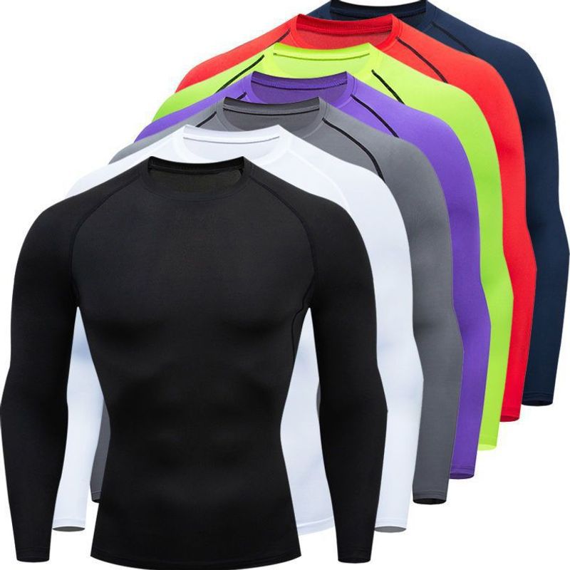 Sports tight-fitting long-sleeve thin high-elastic quick-dry breathable top for basketball, running, training, and fitness for men