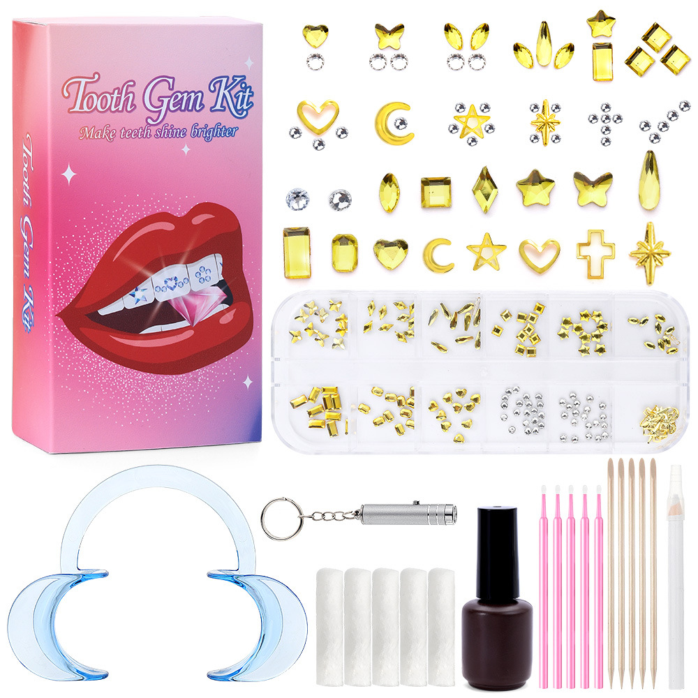 노란색 12 그리드 치과용 드릴 세트 [접착제가 포함된 색상 상자]