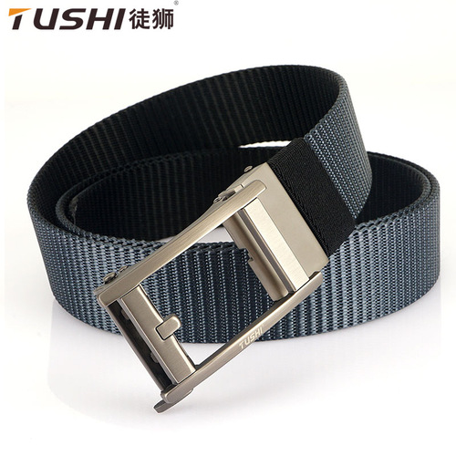 Double-sided nylon canvas belt for men, automatic rotating buckle casual belt, versatile fashion outdoor stylish pants belt