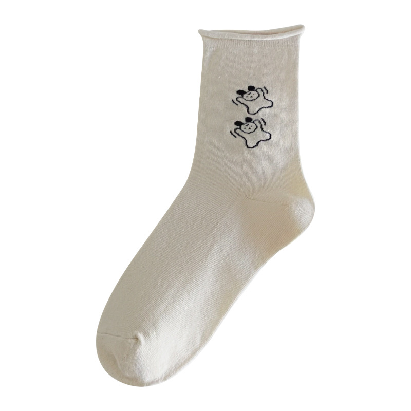 Suxinaimin Otoño e Invierno de dibujos animados perro lindo mediados de la pantorrilla calcetines de longitud niñas todo partido calcetines de moda Maillard usar calcetines