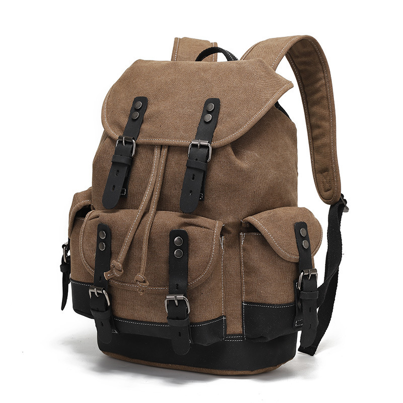 Mochila para hombres y mujeres mochilas deportivas al aire libre bolsa de viaje sobre cera lona impermeable bolsa de computadora de viaje al por mayor