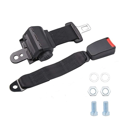 two-point retractable golf cart: Car seat belt - 1-semi-closed-retractor-1-35cm-webbing-base-black-with-2-complete-sets-of-blue-and-white-zinc-screws