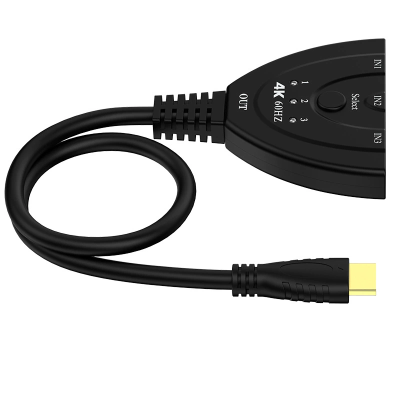 HD HDMI Switch 3x1 HDMI Switch Pig Tail Capped Screen One Drag 3 4K@30H