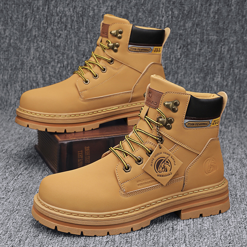 Botas Martin, botas altas de otoño para hombre, zapatos de algodón para hombre de estilo británico más zapatos de cuero casuales de plataforma de terciopelo