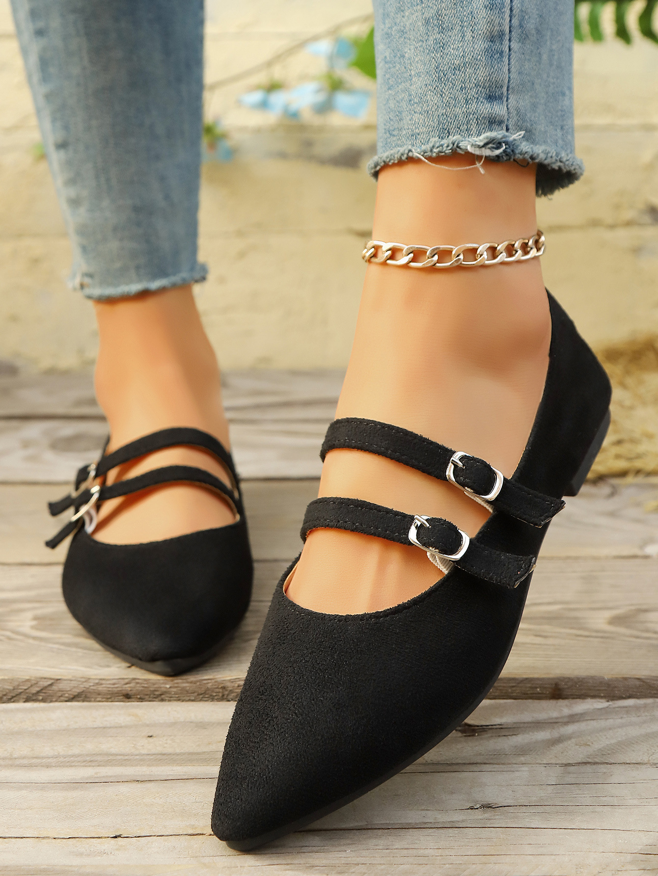 Leopard Print Suede Slip-on Shoes Pointed Toe Flats For Women_voghion.com