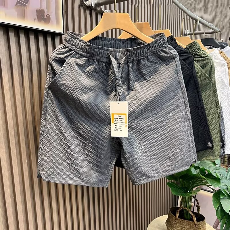 高級欧品泡糸半ズボン男夏潮牌速乾ビーチズボン氷糸カジュアル五分ズボンゆるいズボン|undefined