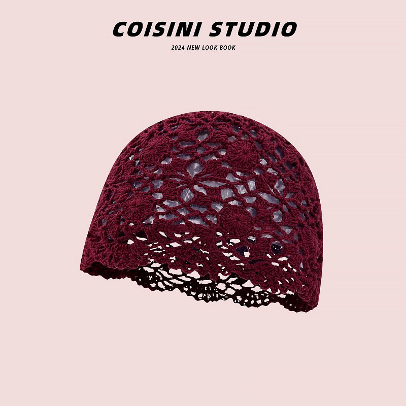 Retro artístico tejido a mano agujero gorra gor