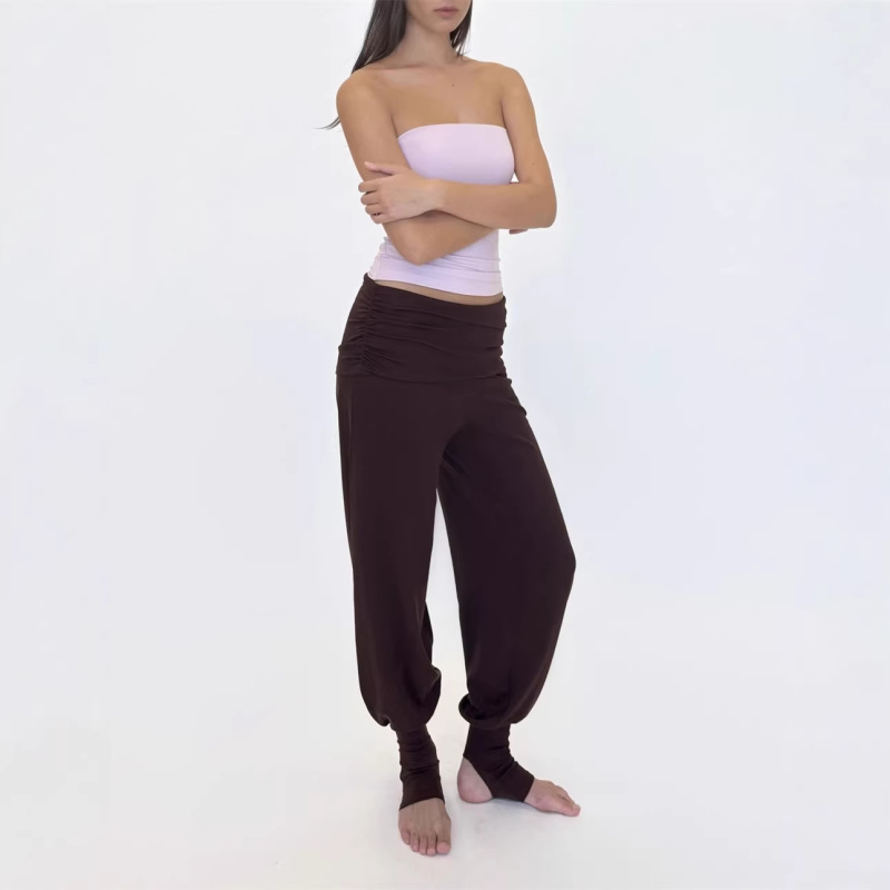 Lyocell Fashionable Light-Sporty Stacked Waist Stirrup Leggings for Women Black/Purple/Milk Blue