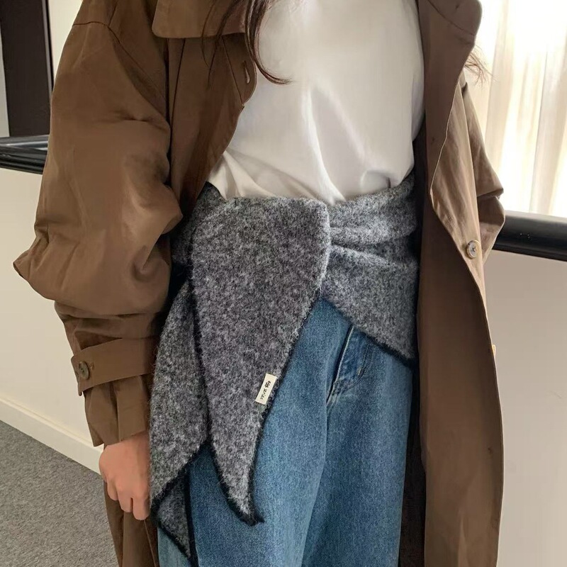新款围巾韩版少女冬天高级感新款百搭拼色加厚保暖披肩毛线围脖|undefined