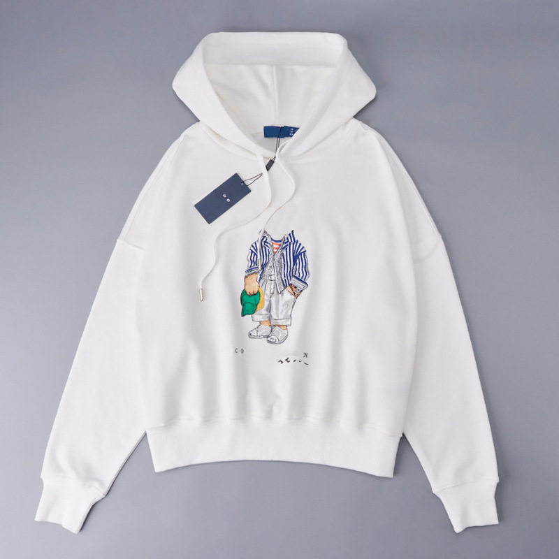 2025 New Striped Sunglasses Bear Cartoon Print Pullover Jacket Hooded Shoulder Sweatshirt 2025 New Striped Sunglasses Bear Cartoon Print Pullover Jacket Hooded Shoulder Sweatshirt