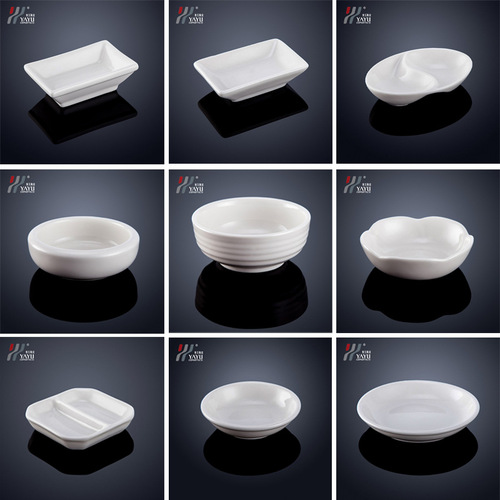 Pure White Ceramic Soy Sauce Plate, Minimalist Style Plate, Vinegar Plate Set, Hotel Table Decor, Chaozhou Home Use Condiment Kitchen Wholesale