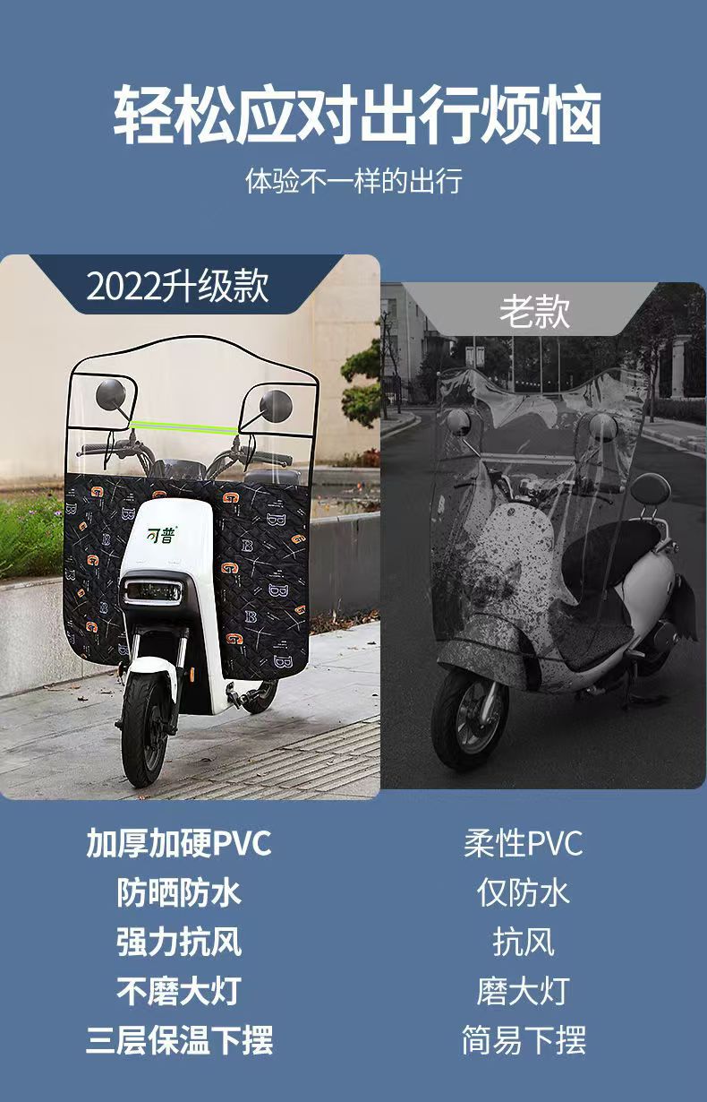 Electric Vehicle Windshield, Spring & Fall Seasons, Universal Windshield for Scooters, Winter Style, Full Set of Thickened Windproof and Rainproof Covers