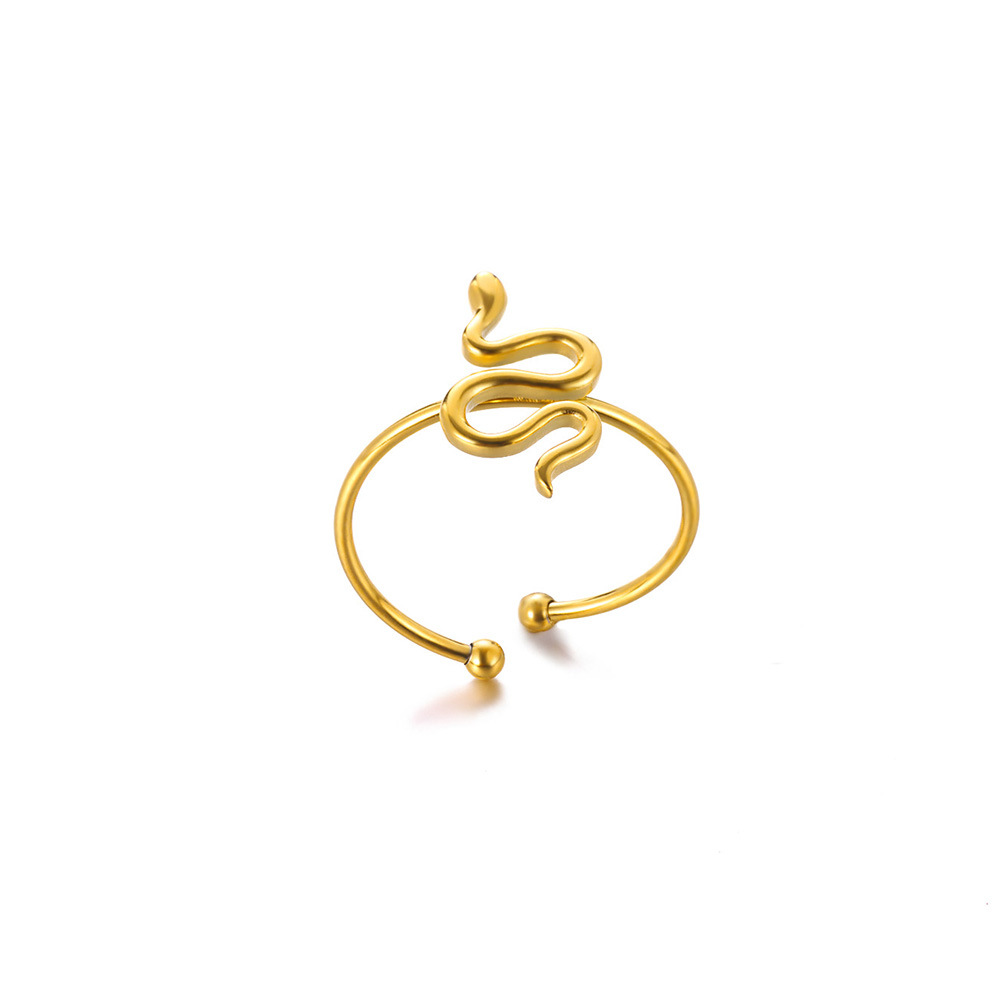 6g Weight 0.03µm Gold Plating Thickness PVD Coated Gold Plating Process 18K Real Gold Plated Plating Material Zircon Inlay Material Open Rings Classification 1 Piece Quantity Daily Occasion 304 Stainless Steel Material Snake Pattern All Seasons Season Unisex Gender Glam, Hip-Hop, Exaggerated Style Plating, Hypoallergenic Craft Glam Hip-Hop Exaggerated Snake 304 Stainless Steel Copper Plating Unisex Open Rings 23