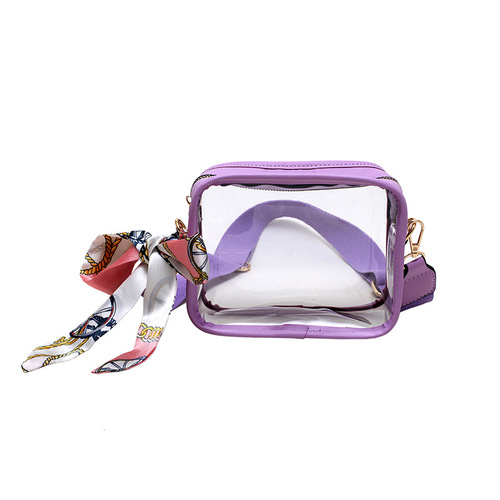 Cross-border new small square bag PVC transparent women's bag Korean style fashionable wide shoulder strap jelly bag crossbody bag wholesale