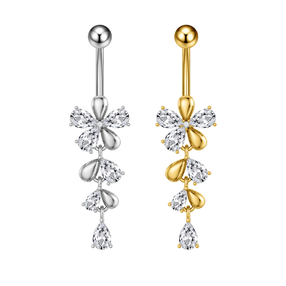 5g Weight Zircon Inlay Material Belly Ring Classification 1 Piece Quantity Casual, Bar Occasion 316 Stainless Steel Material Star, Flower, Butterfly Pattern All Seasons Season Unisex Gender Plating Design Hip-Hop, Simple Style, Cool Style Style 1 Piece 316 Stainless Steel Zircon Belly Rings Star Flower Butterfly Unisex 21