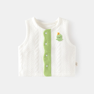 Baby's Vest Autumn and Winter Baby's Cotton Vest Children's Waistcoat Double-Layer Pure Cotton Warm Belly Top