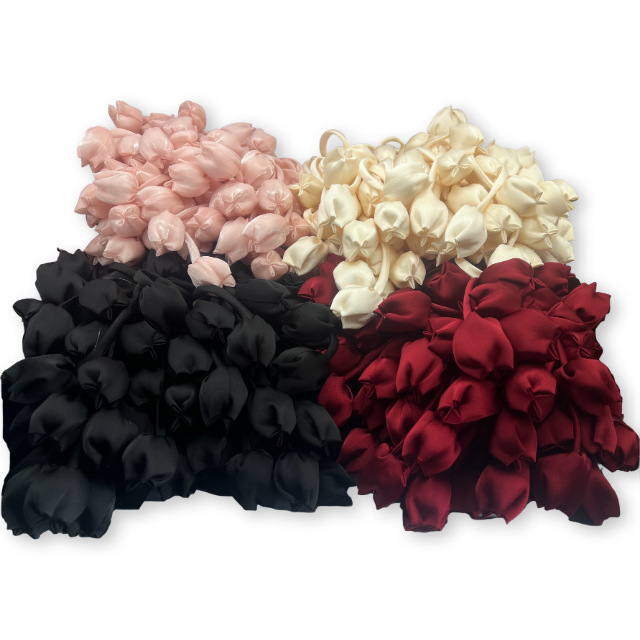 新しいソリッドカラーの生地チューリップのつぼみ小さなペンダントヘアバンド衣類アクセサリー diy バッグ衣類アクセサリー|undefined