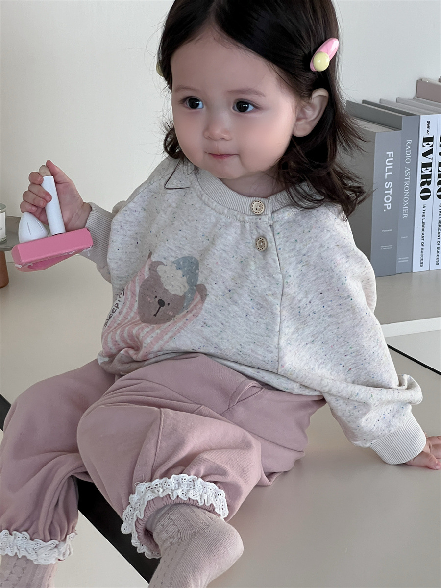 Ropa infantil otoño nuevo 2025 ropa infantil de otoño niñas ropa de estilo coreano chaqueta de bebé dos piezas
