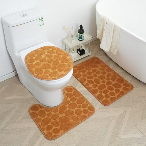 Cross-border bathroom toilet set with coral velvet anti-slip bath mat home use
