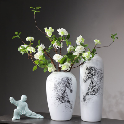 新中式創意陶瓷花瓶擺件北歐插花器客廳餐桌電視櫃玄關家居裝飾品