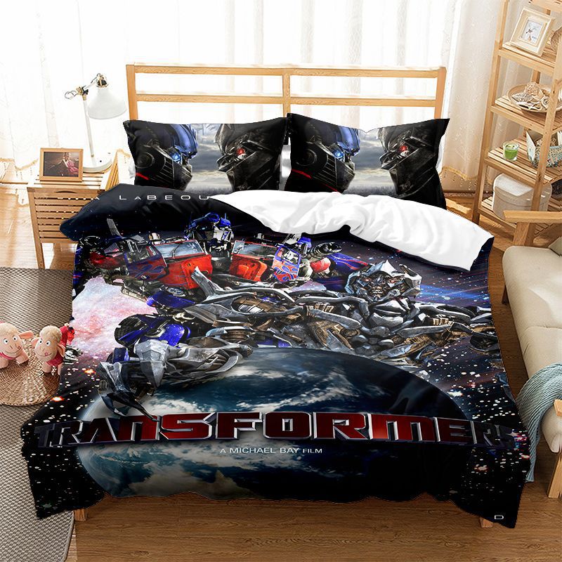 Cross-border foreign trade cartoon children's transformers digital printing bedding three-piece Amazon wholesale quilt cover
